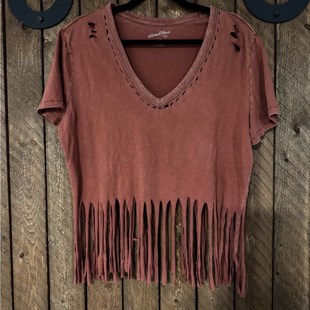 Universal Thread Rust Fringe Crop Top